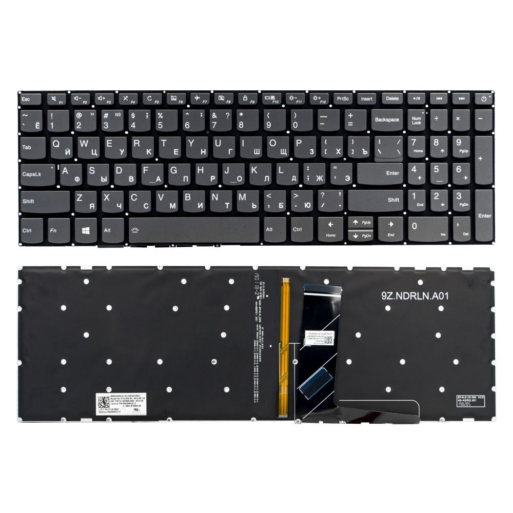 Клавиатура для ноутбука LENOVO IdeaPad 320-17IKB с подсветкой, RU/BLACK